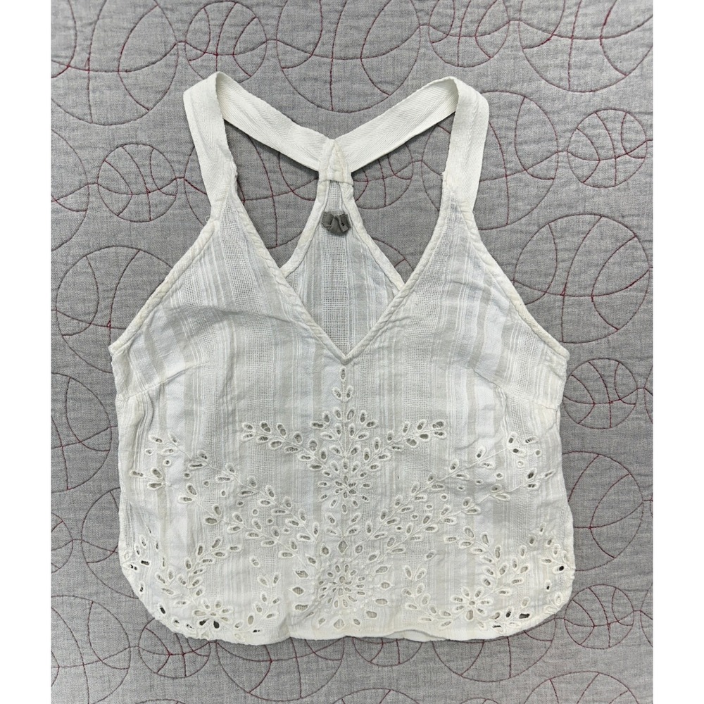 Joie Tank Top White Striped Eyelet Racerback Boho / Women's XS